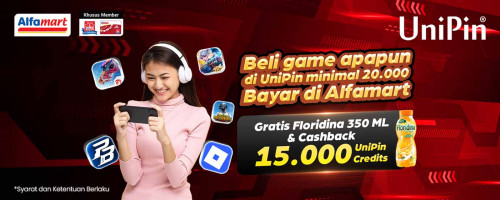 Top Up Game di UniPin dan Bayar di Alfamart, Dapatkan Bonus 15.000 UniPin Credits dan Floridina Gratisss!!